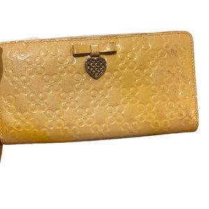 Coach Yellow Patent Leather With Bow & Silver Heart